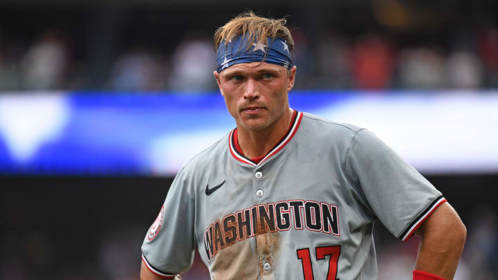 Aug 18, 2024; Philadelphia, Pennsylvania, USA; Washington Nationals outfielder Alex Call. Aug 18, 2024; Philadelphia, Pennsylvania, USA; Washington Nationals outfielder Alex Call.