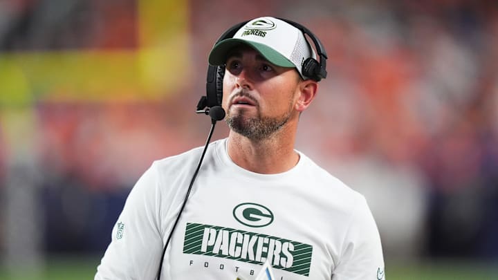 Aug 18, 2024; Denver, Colorado, USA; Green Bay Packers head coach Matt LaFleur during the second half against the Denver Broncos at Empower Field at Mile High. Mandatory Credit: Ron Chenoy-USA TODAY Sports