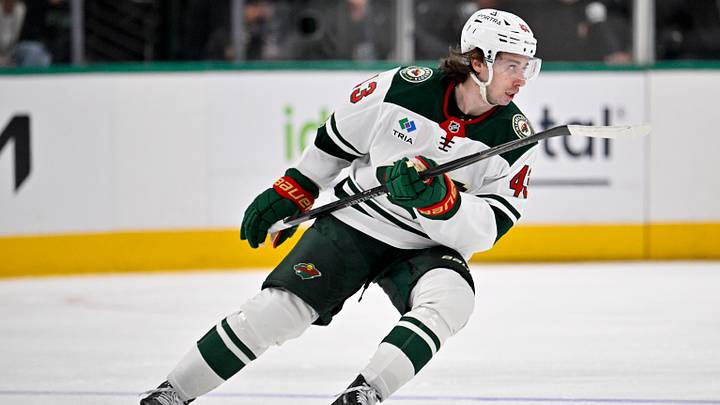 Minnesota Wild defenseman Quinn Hughes (43) skates against the Dallas Stars during the game between the Stars and the Wild at American Airlines Center. Mandatory Credit: Jerome Miron-Imagn Images Minnesota Wild defenseman Quinn Hughes (43) skates against the Dallas Stars during the game between the Stars and the Wild at American Airlines Center. Mandatory Credit: Jerome Miron-Imagn Images