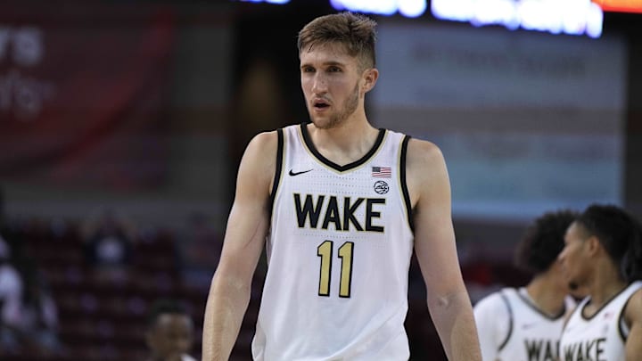 Nov 19, 2023; Charleston, SC, USA; Wake Forest Demon Deacons forward Andrew Carr (11) on the court