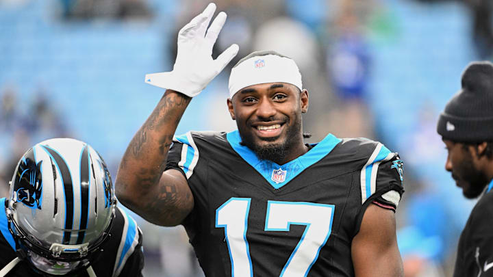 Carolina Panthers wide receiver Xavier Legette (17) warms up before the game against the Seattle Seahawks at Bank of America Stadium. Mandatory Credit: Bob Donnan-Imagn Images Carolina Panthers wide receiver Xavier Legette (17) warms up before the game against the Seattle Seahawks at Bank of America Stadium. Mandatory Credit: Bob Donnan-Imagn Images