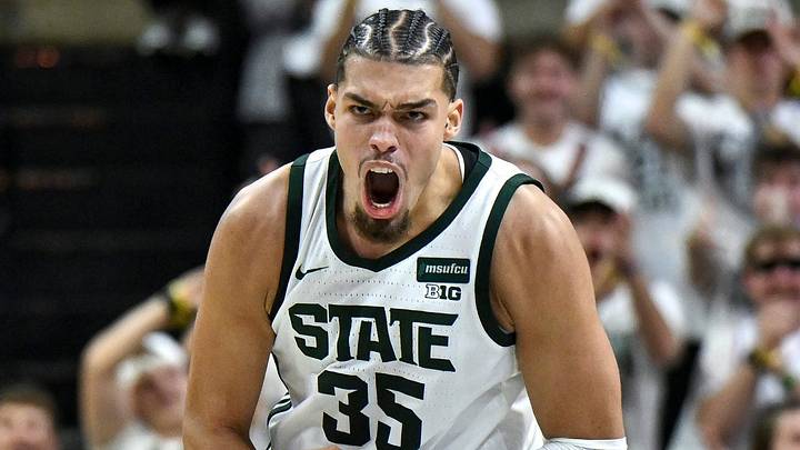 Michigan State’s Jesse McCulloch celebrates after a score against Incarnate Word during the first half on Friday, Oct. 2, 2026, at the Breslin Center in East Lansing. Michigan State’s Jesse McCulloch celebrates after a score against Incarnate Word during the first half on Friday, Oct. 2, 2026, at the Breslin Center in East Lansing.