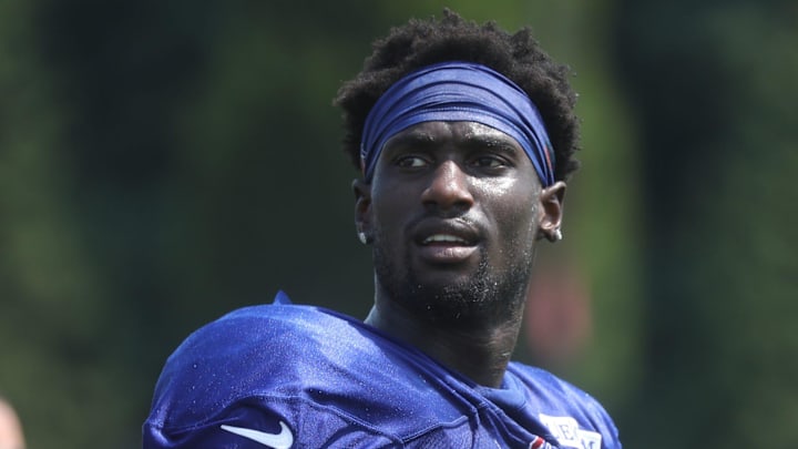 Bills Kaiir Elam practices a few drills after the end of the official practice day. Bills Kaiir Elam practices a few drills after the end of the official practice day.