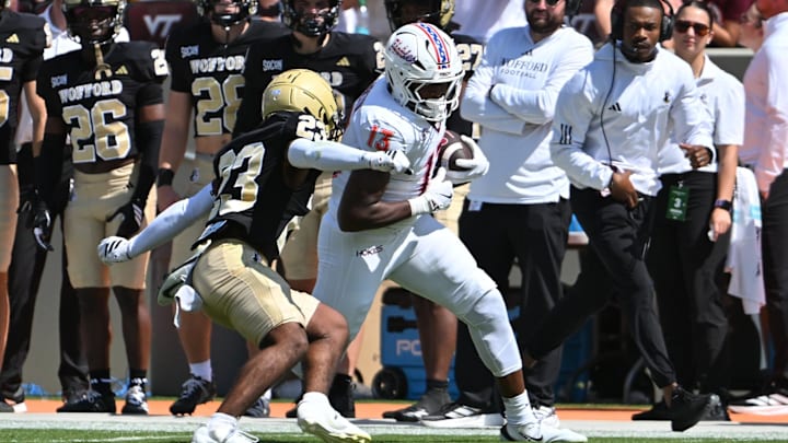 Sep 20, 2025; Blacksburg, Va.; Virginia Tech tight end Ja'Ricous Hairston (13) runs after a catch during the second quarter.