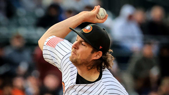 Long Island Ducks pitcher Trevor Bauer throws at Fairfield Properties Ballpark