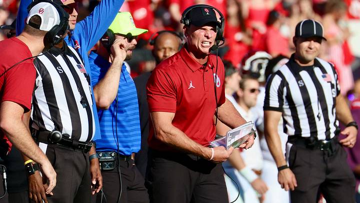 Oklahoma coach Brent Venables yells during the Sooners' game against Georgia. Oklahoma coach Brent Venables yells during the Sooners' game against Georgia.