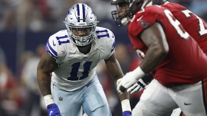 Sep 11, 2022; Arlington, Texas, USA; Dallas Cowboys linebacker Micah Parsons (11) in game action during the fourth quarter against the Tampa Bay Buccaneers at AT&T Stadium. Mandatory Credit: Tim Heitman-Imagn Images