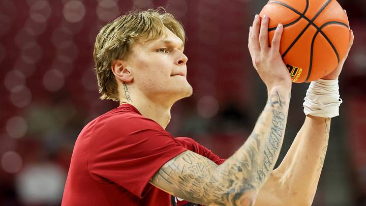 Arkansas Razorbacks forward Miikka Muurinen warms up prior tp the game against the Memphis Tigers at Bud Walton Arena. Arkansas Razorbacks forward Miikka Muurinen warms up prior tp the game against the Memphis Tigers at Bud Walton Arena.