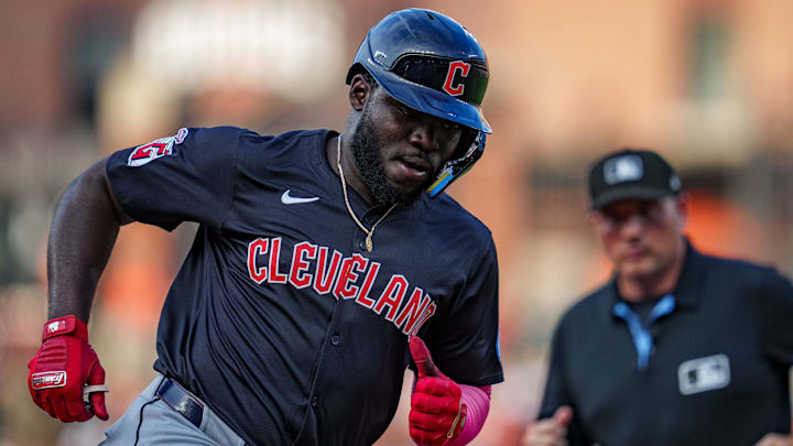 Jun 26, 2024; Baltimore, Maryland, USA; Cleveland Guardians outfield Jhonkensy Noel (78) reacts after hitting a home run during the first inning against the Baltimore Orioles at Oriole Park at Camden Yards. Mandatory Credit: Reggie Hildred-Imagn Images Jun 26, 2024; Baltimore, Maryland, USA; Cleveland Guardians outfield Jhonkensy Noel (78) reacts after hitting a home run during the first inning against the Baltimore Orioles at Oriole Park at Camden Yards. Mandatory Credit: Reggie Hildred-Imagn Images