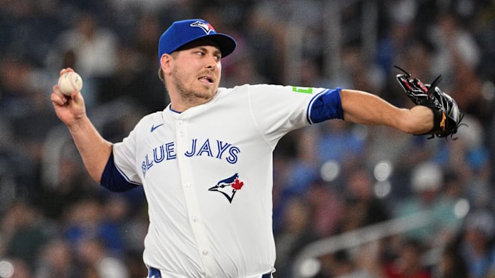 May 21, 2024; Toronto, Ontario, CAN; Toronto Blue Jays relief pitcher Erik Swanson (50) delivers a pitch against the Chicago White Sox in the ninth inning at Rogers Centre. May 21, 2024; Toronto, Ontario, CAN; Toronto Blue Jays relief pitcher Erik Swanson (50) delivers a pitch against the Chicago White Sox in the ninth inning at Rogers Centre.