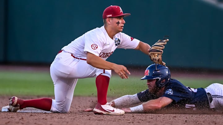 Ole Miss vs. Arkansas during the 2022 College World Series in Omaha, Nebraska.