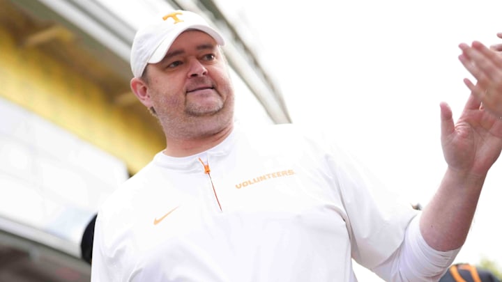 Tennessee head coach Josh Heupel at the Vol Walk before the Orange & White spring game, Saturday, April 12, 2025.