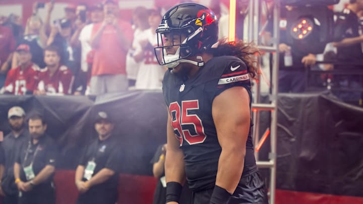 Oct 8, 2023; Glendale, Arizona, USA; Arizona Cardinals defensive tackle Leki Fotu (95) against the Cincinnati Bengals at State Farm Stadium. Mandatory Credit: Mark J. Rebilas-Imagn Images Oct 8, 2023; Glendale, Arizona, USA; Arizona Cardinals defensive tackle Leki Fotu (95) against the Cincinnati Bengals at State Farm Stadium. Mandatory Credit: Mark J. Rebilas-Imagn Images