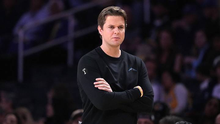 Apr 12, 2026; Los Angeles, California; Utah Jazz head coach Will Hardy watches against the Los Angeles Lakers at the Crypto.com Arena. Mandatory Credit: Kirby Lee-Imagn Images Apr 12, 2026; Los Angeles, California; Utah Jazz head coach Will Hardy watches against the Los Angeles Lakers at the Crypto.com Arena. Mandatory Credit: Kirby Lee-Imagn Images