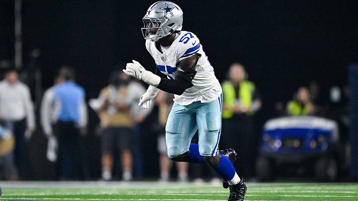 Dallas Cowboys linebacker Malachi Lawrence (57) rushes the line during the game between the Cowboys and the Buccaneers at AT&T Stadium. Mandatory Credit: Jerome Miron-Imagn Images Dallas Cowboys linebacker Malachi Lawrence (57) rushes the line during the game between the Cowboys and the Buccaneers at AT&T Stadium. Mandatory Credit: Jerome Miron-Imagn Images