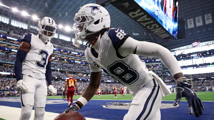 Dallas Cowboys wide receiver Ceedee Lamb celebrates after scoring a touchdown against the Washington Commanders. Dallas Cowboys wide receiver Ceedee Lamb celebrates after scoring a touchdown against the Washington Commanders.