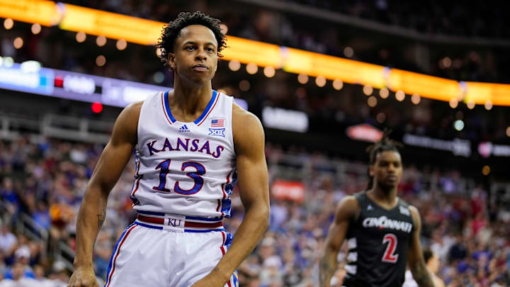 Kansas basketball guard Elmarko Jackson