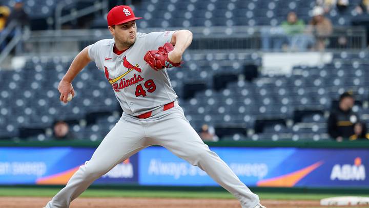 Apr 30, 2026; Pittsburgh, Pennsylvania, USA; St. Louis Cardinals relief pitcher Matt Svanson (49) pitches against the Pittsburgh Pirates during the ninth inning at PNC Park. Mandatory Credit: Charles LeClaire-Imagn Images Apr 30, 2026; Pittsburgh, Pennsylvania, USA; St. Louis Cardinals relief pitcher Matt Svanson (49) pitches against the Pittsburgh Pirates during the ninth inning at PNC Park. Mandatory Credit: Charles LeClaire-Imagn Images