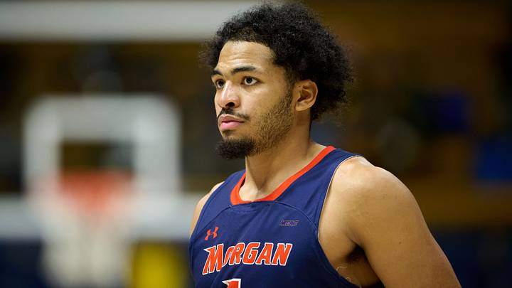 Dec 19, 2025; Berkeley, California, USA; Morgan State Bears guard Alfred Worrell Jr. (1) looks on against the California Golden Bears during the second half at Haas Pavilion. Mandatory Credit: Robert Edwards-Imagn Images Dec 19, 2025; Berkeley, California, USA; Morgan State Bears guard Alfred Worrell Jr. (1) looks on against the California Golden Bears during the second half at Haas Pavilion. Mandatory Credit: Robert Edwards-Imagn Images