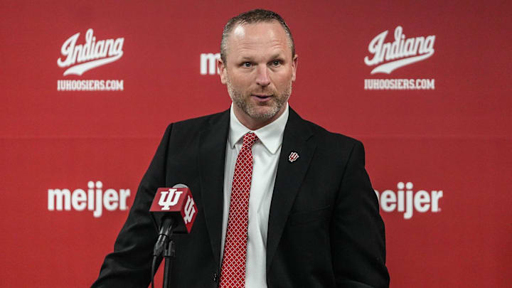 Indiana Hoosiers head basketball coach Darian DeVries speaks to the media Wednesday, March 19, 2025.