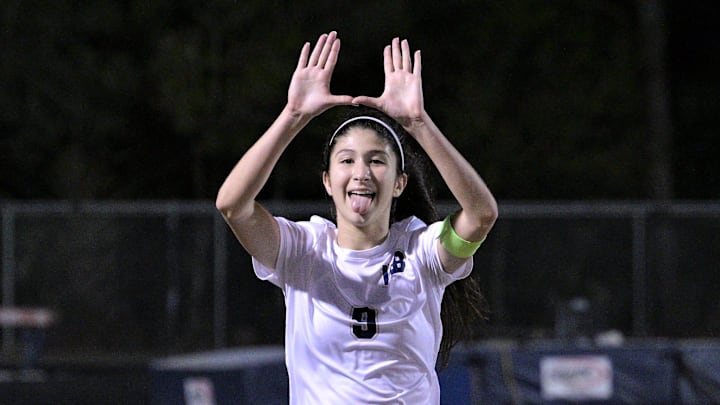West Boca junior Giovana Canali throws up the \"U\" after scoring a goal in the Bulls' regional quarterfinals contest. Canali is committed to the University of Miami, where she will continue her soccer career on Feb. 7, 2023.
Giovana Canali U West Boca junior Giovana Canali throws up the \"U\" after scoring a goal in the Bulls' regional quarterfinals contest. Canali is committed to the University of Miami, where she will continue her soccer career on Feb. 7, 2023.
Giovana Canali U