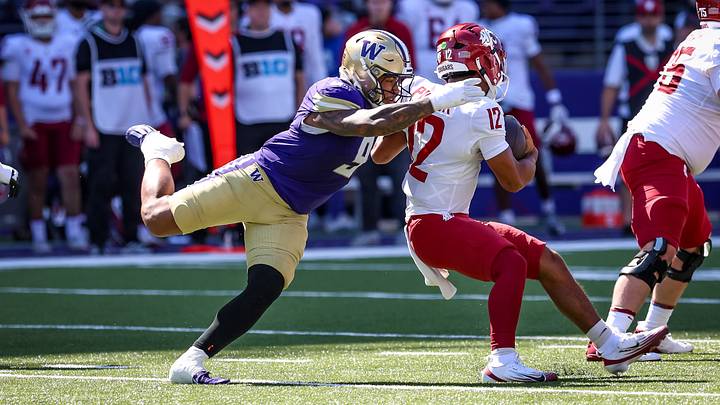 Jacob Manu had one of three Husky sacks in the Apple Cup. Jacob Manu had one of three Husky sacks in the Apple Cup.