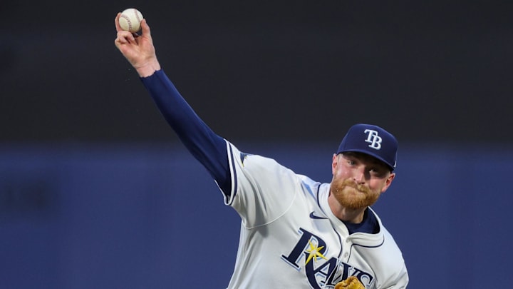 Tampa Bay pitcher Drew Rasmussen took the loss Tuesday night against Philadelphia, giving up three runs in the second inning. 