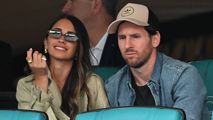 Lionel Messi his wife Antonela Roccuzzo are seen watching Novak Djokovic Vs Grigor Dimitrov during The Miami Open at Hard Rock Stadium Lionel Messi his wife Antonela Roccuzzo are seen watching Novak Djokovic Vs Grigor Dimitrov during The Miami Open at Hard Rock Stadium