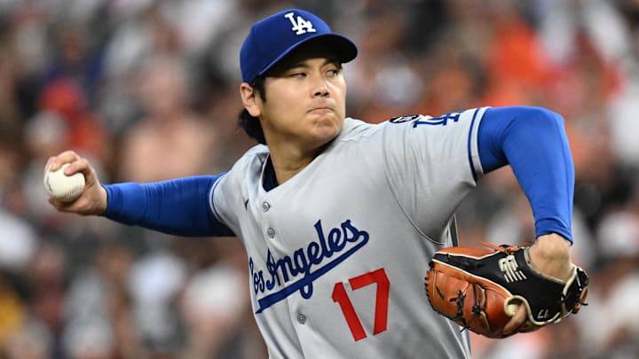Sep 5, 2025; Baltimore, Maryland, USA; Los Angeles Dodgers two-way player Shohei Ohtani (17) delivers a pitch during the first inning against the Baltimore Orioles at Oriole Park at Camden Yards. Mandatory Credit: James A. Pittman-Imagn Images Sep 5, 2025; Baltimore, Maryland, USA; Los Angeles Dodgers two-way player Shohei Ohtani (17) delivers a pitch during the first inning against the Baltimore Orioles at Oriole Park at Camden Yards. Mandatory Credit: James A. Pittman-Imagn Images