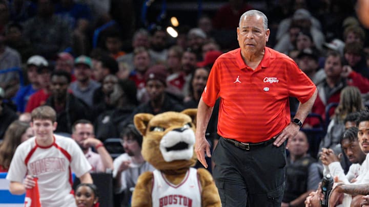 Houston head coach Kelvin Sampson stands next to the bench in the first half during a first round men’s basketball game of the NCAA Tournament between Houston and Idaho, at Paycom in Oklahoma City on Thursday, March 19, 2026. Houston head coach Kelvin Sampson stands next to the bench in the first half during a first round men’s basketball game of the NCAA Tournament between Houston and Idaho, at Paycom in Oklahoma City on Thursday, March 19, 2026.