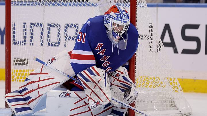 Oct 1, 2026; New York, New York, USA; New York Rangers goaltender Igor Shesterkin (31) plays the puck against the Tampa Bay Lightning during the second period at Madison Square Garden. Mandatory Credit: Brad Penner-Imagn Images Oct 1, 2026; New York, New York, USA; New York Rangers goaltender Igor Shesterkin (31) plays the puck against the Tampa Bay Lightning during the second period at Madison Square Garden. Mandatory Credit: Brad Penner-Imagn Images