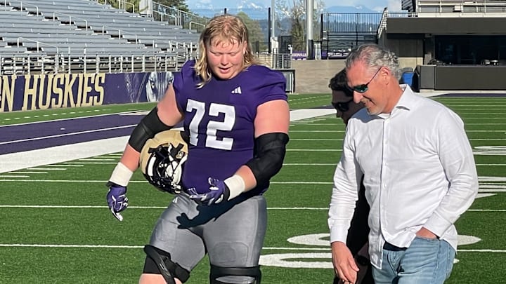 John Mills heads for the locker room after UW spring practice. 