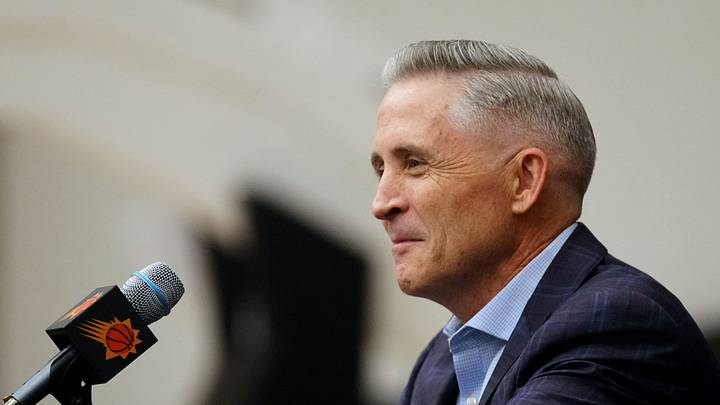Suns general manager Brian Gregory speaks during his introductory news conference on May 6, 2025, in Phoenix.