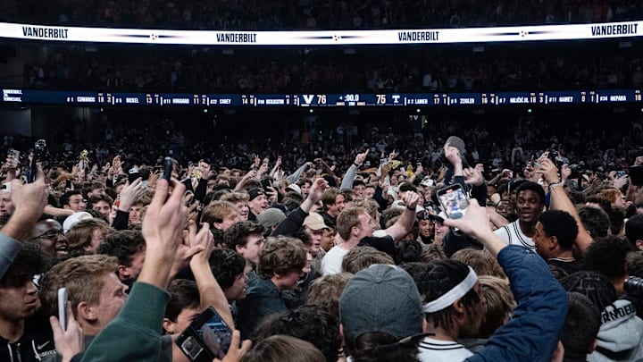 Emerging SEC powerhouse Vanderbilt fans storm to celebrate their Commodores win