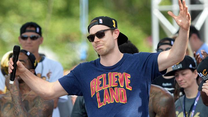 Jun 22, 2016; Cleveland, OH, USA; Cleveland Cavaliers guard Matthew Dellavedova greets the crowd during the Cleveland Cavaliers NBA championship celebration in downtown Cleveland. Mandatory Credit: Ken Blaze-USA TODAY Sports Jun 22, 2016; Cleveland, OH, USA; Cleveland Cavaliers guard Matthew Dellavedova greets the crowd during the Cleveland Cavaliers NBA championship celebration in downtown Cleveland. Mandatory Credit: Ken Blaze-USA TODAY Sports