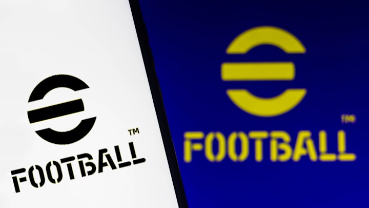 In this photo illustration, eFootball logo game seen...