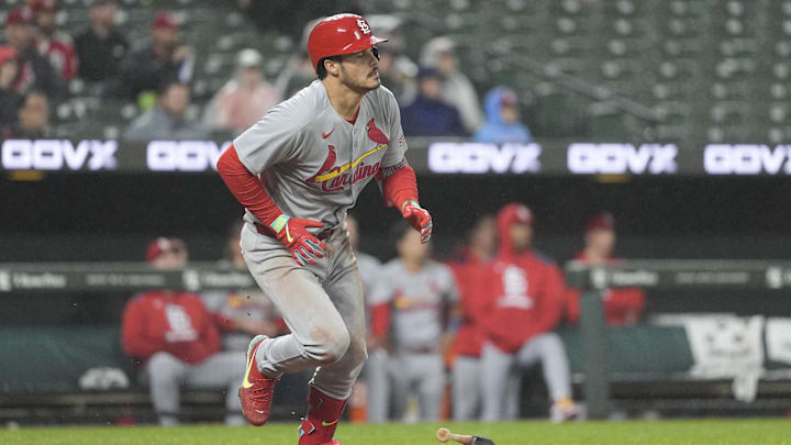 May 28, 2025; Baltimore, Maryland, USA; St. Louis Cardinals third baseman Nolan Arenado (28) runs out a single against the Baltimore Orioles during the fifth inning at Oriole Park at Camden Yards. Mandatory Credit: Gregory Fisher-Imagn Images May 28, 2025; Baltimore, Maryland, USA; St. Louis Cardinals third baseman Nolan Arenado (28) runs out a single against the Baltimore Orioles during the fifth inning at Oriole Park at Camden Yards. Mandatory Credit: Gregory Fisher-Imagn Images