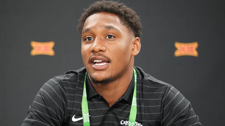 Jul 8, 2026; Frisco, TX, USA; Iowa State quarterback Jaylen Raynor speaks with reporters during Big 12 Conference Football Media Days at The Star. Mandatory Credit: Raymond Carlin III-Imagn Images Jul 8, 2026; Frisco, TX, USA; Iowa State quarterback Jaylen Raynor speaks with reporters during Big 12 Conference Football Media Days at The Star. Mandatory Credit: Raymond Carlin III-Imagn Images