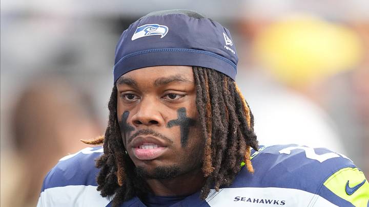 Seattle Seahawks running back Emanuel Wilson looks on