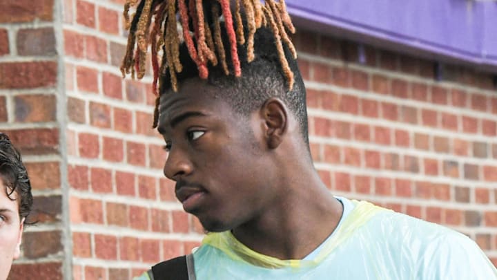 Cederian Morgan, Class of 2026 wide receiver of Benjamin Russell High School in Alexander City, Alabama, arrives at the 2024 Dabo Swinney Football Camp in Clemson in Clemson June 5, 2024. Morgan, 38th overall ranked in the ESPN300 2026 recruiting ranking list, announced on social media X (formerly known as Twitter) Clemson offered him June 5, 2024.
