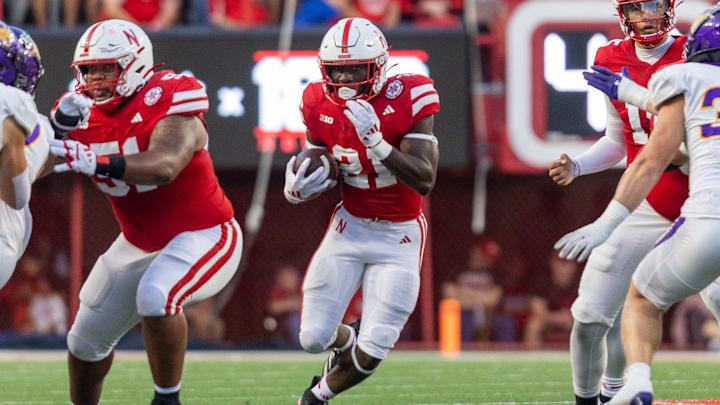 Nebraska running back Emmett Johnson rushes for seven yards against Northern Iowa. Nebraska running back Emmett Johnson rushes for seven yards against Northern Iowa.