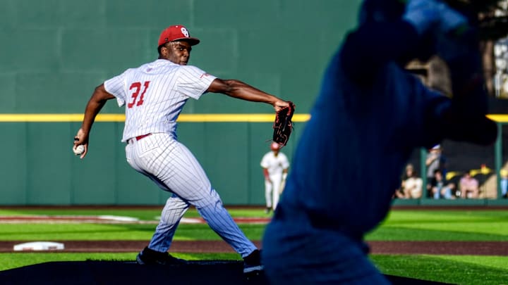 Oklahoma pitcher Cameron Johnson throws against Gonzaga.