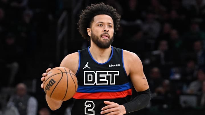 Dec 12, 2024; Boston, Massachusetts, USA; Detroit Pistons guard Cade Cunningham (2) dribbles against the Boston Celtics during the first half at TD Garden. Mandatory Credit: Eric Canha-Imagn Images Dec 12, 2024; Boston, Massachusetts, USA; Detroit Pistons guard Cade Cunningham (2) dribbles against the Boston Celtics during the first half at TD Garden. Mandatory Credit: Eric Canha-Imagn Images