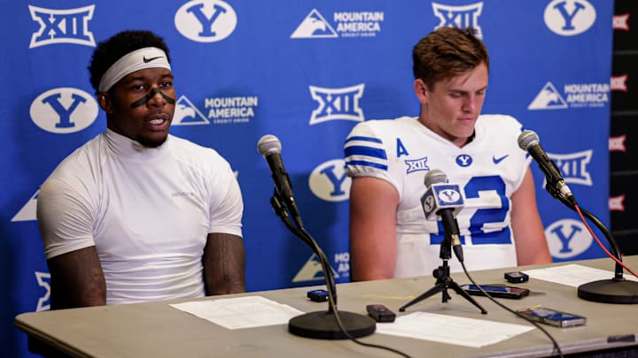 BYU quarterback Jake Retzlaff and wide receiver Darius Lassiter