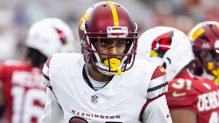 Sep 29, 2024; Glendale, Arizona, USA; Washington Commanders cornerback Michael Davis (24) against the Arizona Cardinals at State Farm Stadium. Mandatory Credit: Mark J. Rebilas-Imagn Images Sep 29, 2024; Glendale, Arizona, USA; Washington Commanders cornerback Michael Davis (24) against the Arizona Cardinals at State Farm Stadium. Mandatory Credit: Mark J. Rebilas-Imagn Images