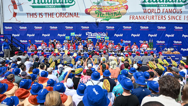 Professional Eaters Compete In Nathan's Annual Hot Dog Eating Contest
