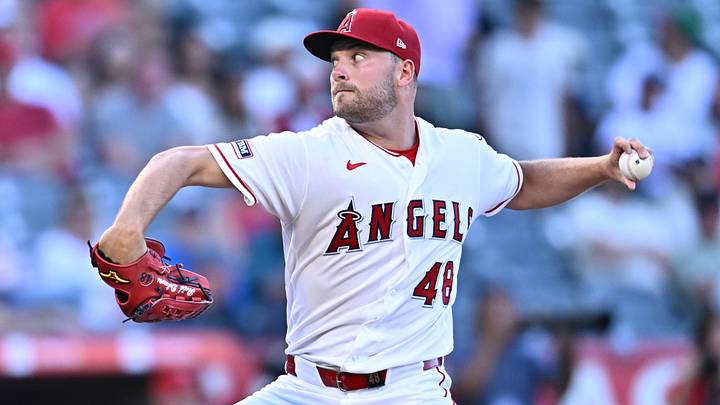 Jun 10, 2026; Anaheim, California, USA; Los Angeles Angels pitcher Reid Detmers (48) delivers during the first inning against the Houston Astros at Angel Stadium. Mandatory Credit: William Liang-Imagn Images Jun 10, 2026; Anaheim, California, USA; Los Angeles Angels pitcher Reid Detmers (48) delivers during the first inning against the Houston Astros at Angel Stadium. Mandatory Credit: William Liang-Imagn Images
