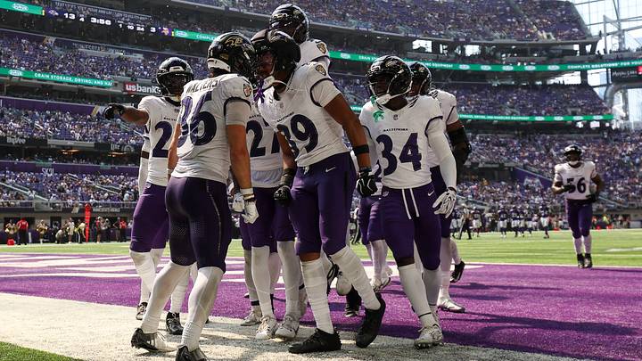 Aug 22, 2026; Minneapolis, Minnesota, USA; Baltimore Ravens safety Silas Walters (36) celebrates an interception with teammates during the second half against the Minnesota Vikings at U.S. Bank Stadium. Mandatory Credit: Matt Krohn-Imagn Images Aug 22, 2026; Minneapolis, Minnesota, USA; Baltimore Ravens safety Silas Walters (36) celebrates an interception with teammates during the second half against the Minnesota Vikings at U.S. Bank Stadium. Mandatory Credit: Matt Krohn-Imagn Images
