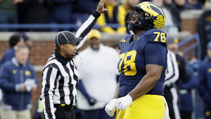 Michigan Wolverines defensive lineman Kenneth Grant (78) celebrates after sacking Northwestern Wildcats quarterback Jack Lausch in the first half at Michigan Stadium. Rick Osentoski-Imagn Images Michigan Wolverines defensive lineman Kenneth Grant (78) celebrates after sacking Northwestern Wildcats quarterback Jack Lausch in the first half at Michigan Stadium. Rick Osentoski-Imagn Images