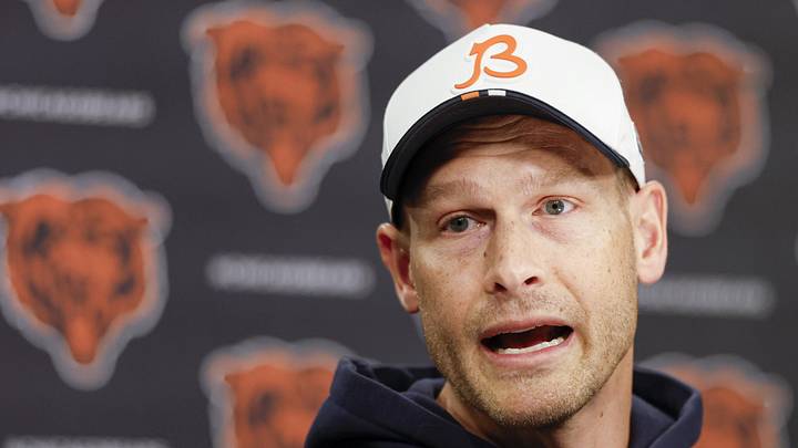 Chicago Bears head coach Ben Johnson addresses the media.